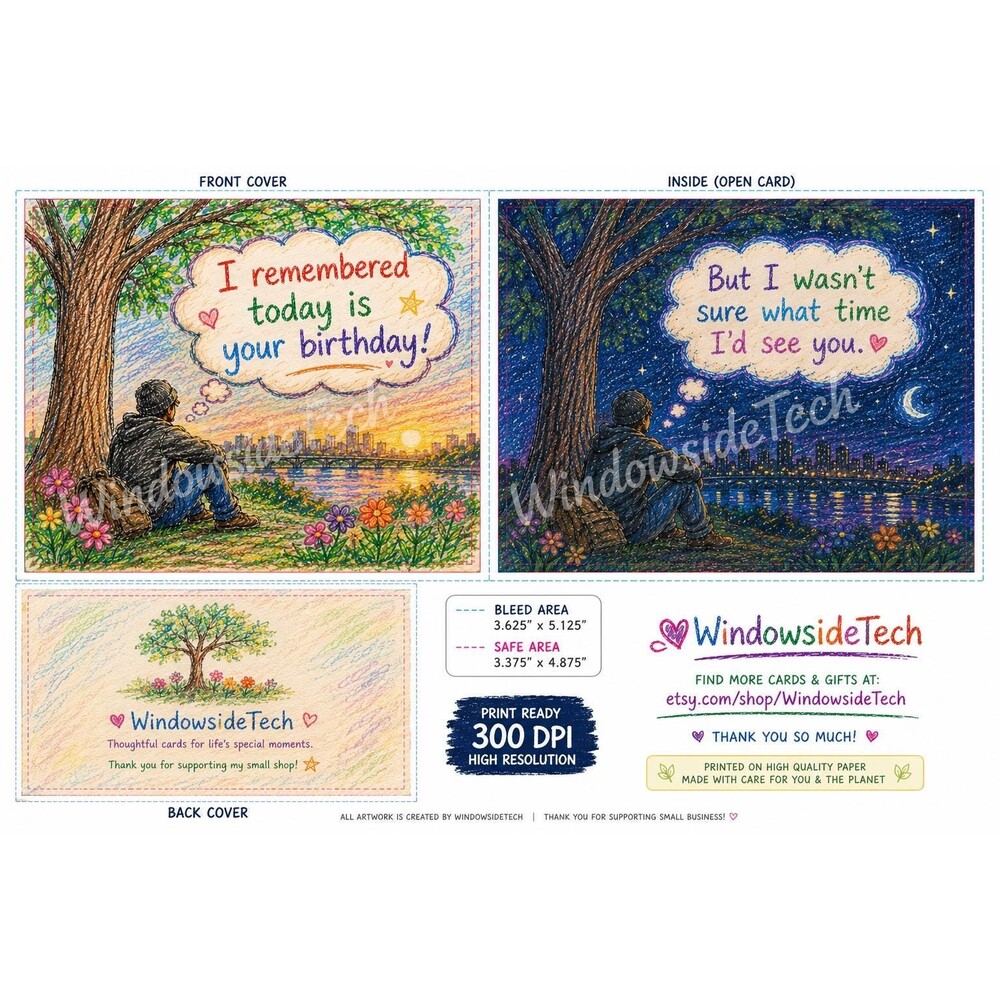 Colorful Birthday Card, All-Day Waiting, Sunrise to Sunset Pop-Up, Unique Greeti
